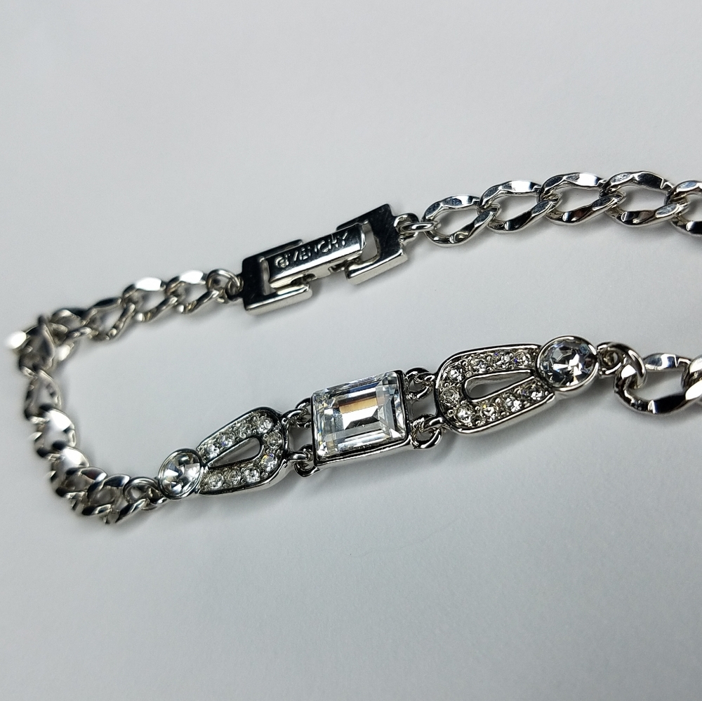 Givenchy Chainlink Crystal Bracelet Silvertone - image 6